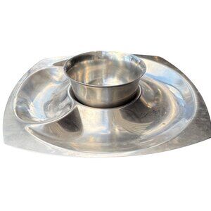 Cultura Sweden Stainless Steel Serving Tray & Dip Bowl Vintage